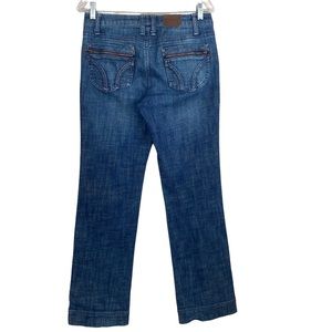 Ruff Hewn Medium Wash Whiskered Fading Design Straight Leg Slightly Flared Jeans